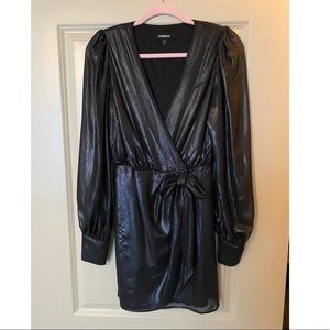 Express black shimmer wrap-tie dress